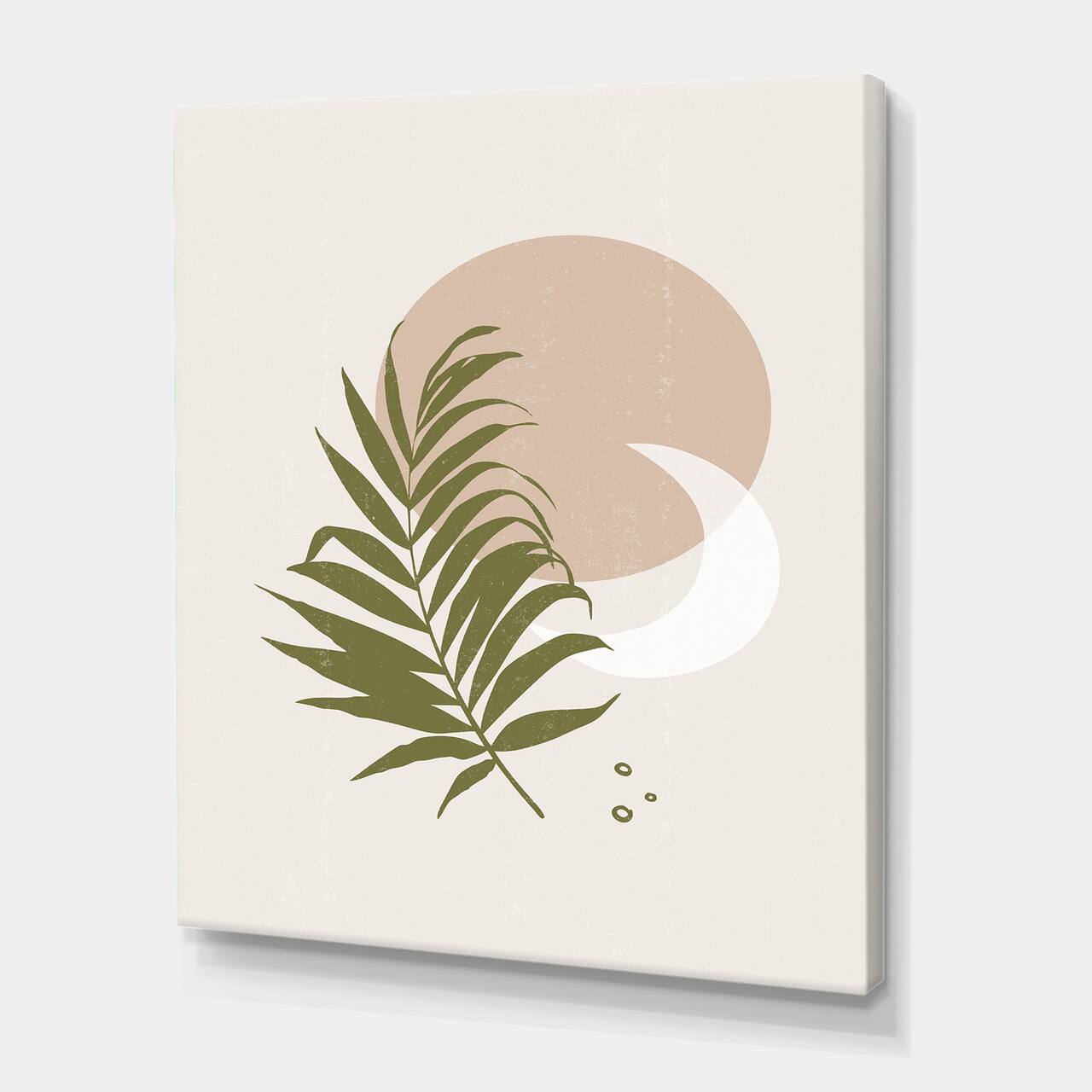 Designart - Abstract Sun and Moon With Green Leaf II - Modern Canvas Wall Art Print